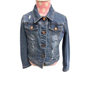Justice Girls KIDS Denim Jeans Jacket Size 10 Distressed Design Button